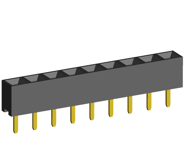 2.54mm Socket Single Row Low Profile Two Side Contact Straight Dip Type.(H=3.6)